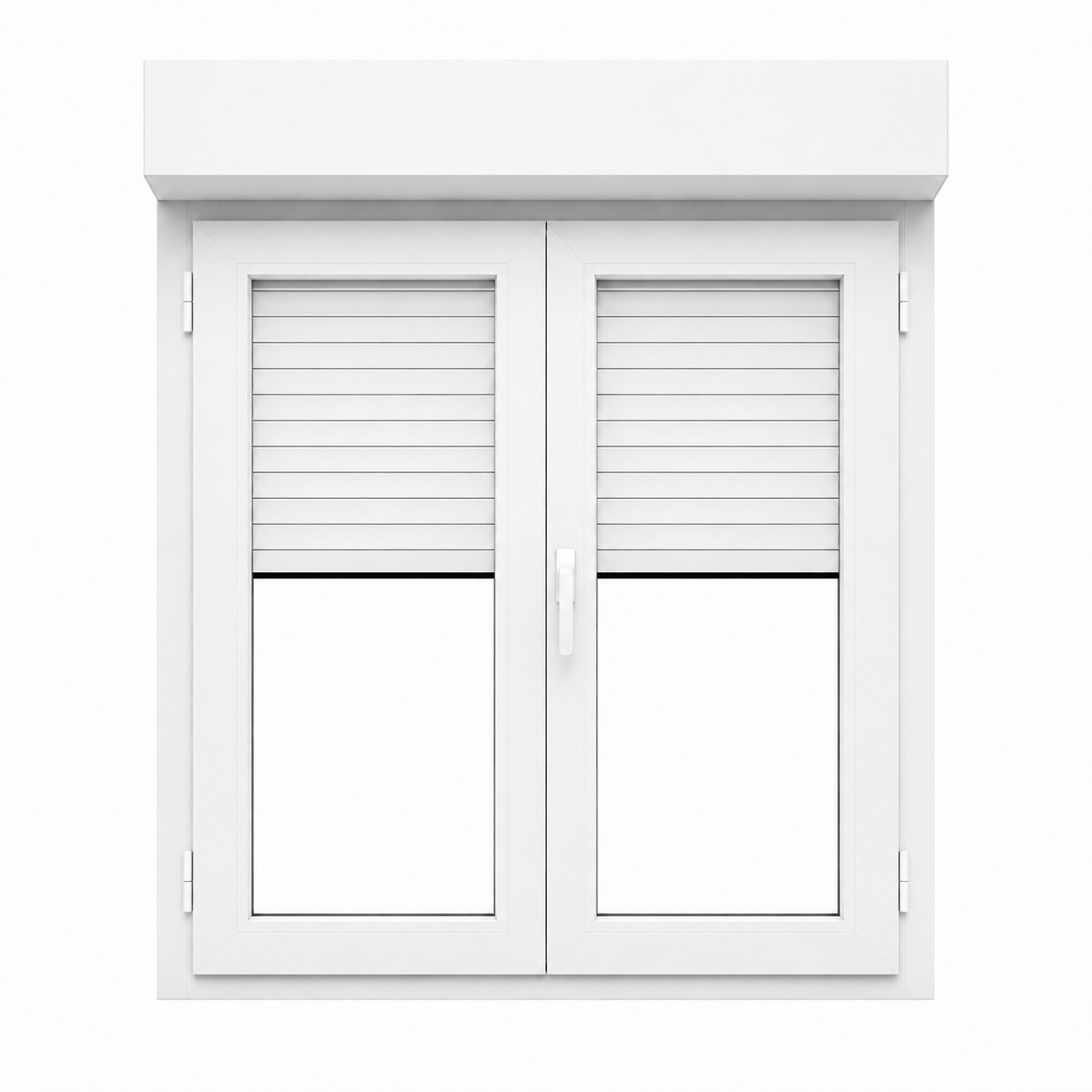 Fenêtre oscillo-battant avec volet roulant électrique PVC H 105 x L 100 cm 2 vantaux
