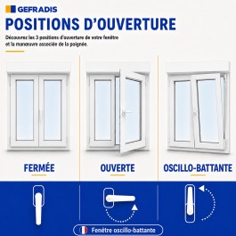 Fenêtre oscillo-battant avec volet roulant électrique PVC H 105 x L 120 cm 2 vantaux