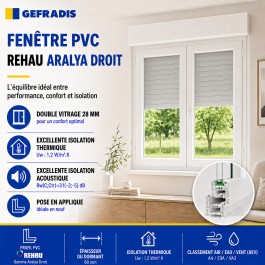 Fenêtre oscillo-battant avec volet roulant électrique PVC H 125 x L 90 cm 2 vantaux