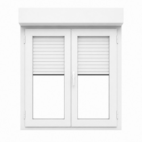 Fenêtre oscillo-battant avec volet roulant électrique PVC H 155 x L 110 cm 2 vantaux