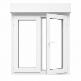 Fenêtre avec volet roulant électrique PVC H 95 x L 140 cm 2 vantaux