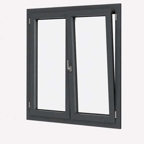 Fenêtre PVC 2 vantaux H 135 x L 100 cm OB anthracite avec poignée