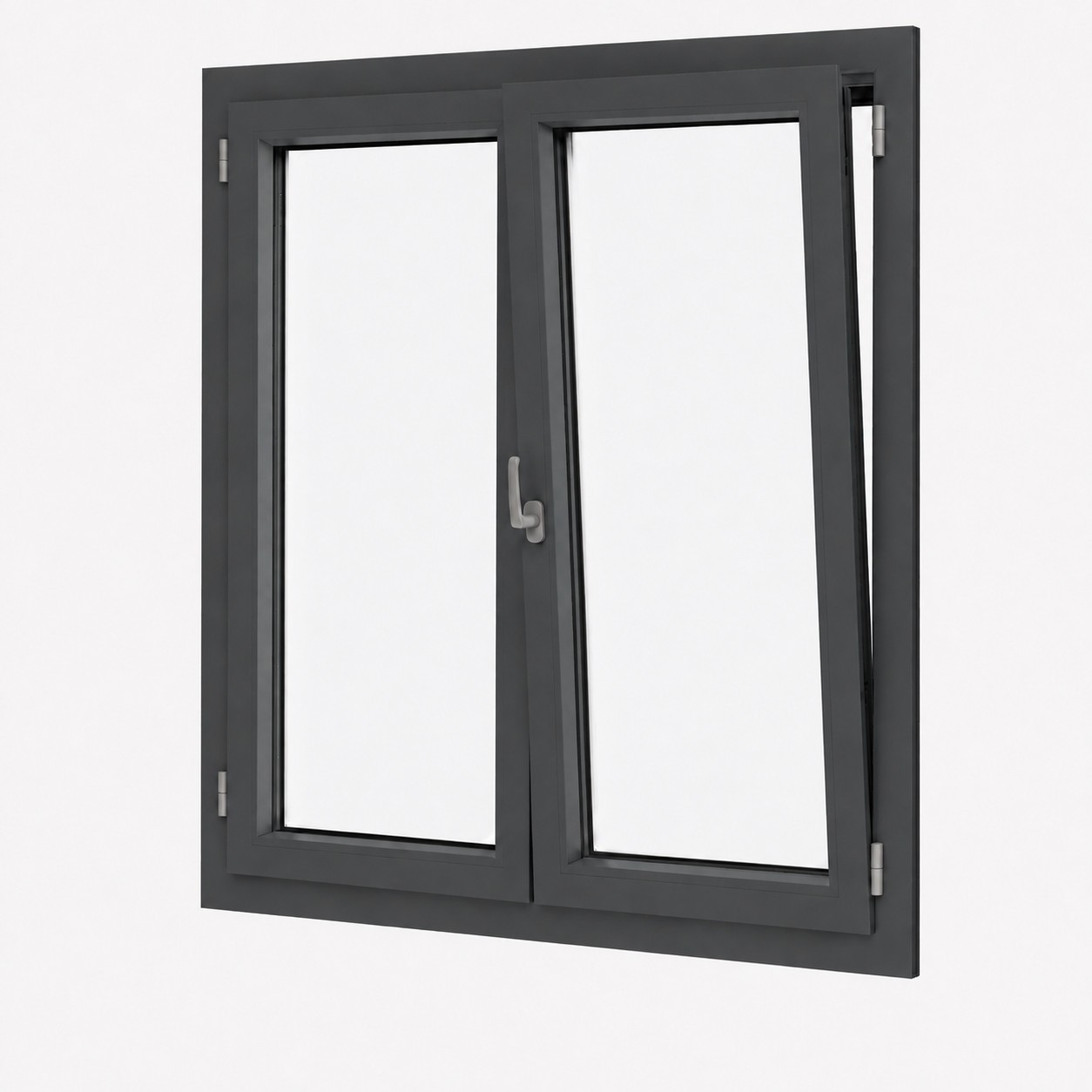 Fenêtre PVC 2 vantaux H 145 x L 100 cm OB anthracite avec poignée
