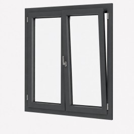 Fenêtre PVC 2 vantaux H 135 x L 120 cm OB anthracite avec poignée