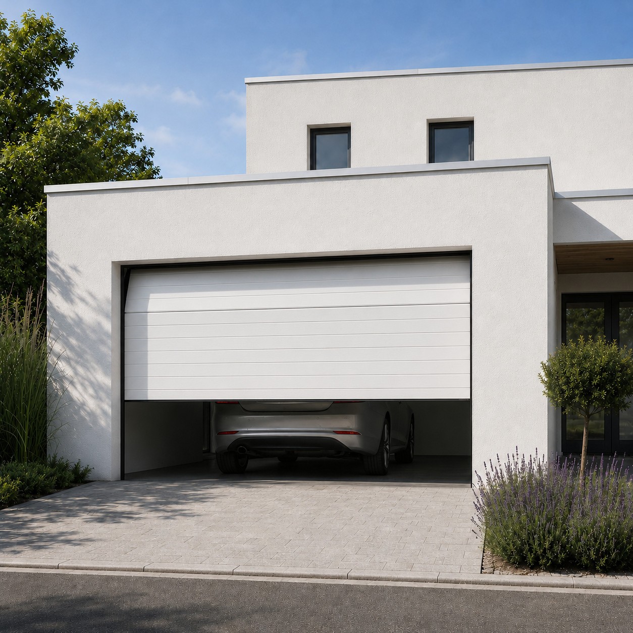 Porte de garage sectionnelle manuelle lignée