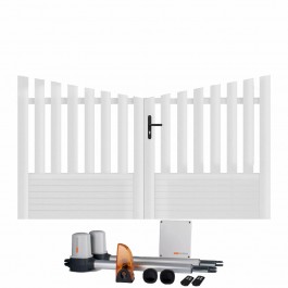 Portail battant électrique PVC blanc ALENÇON CONCAVE