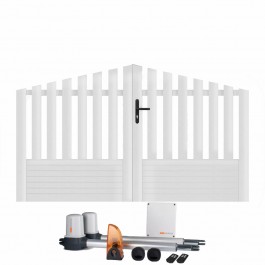 Portail battant électrique PVC blanc ALENÇON CONVEXE