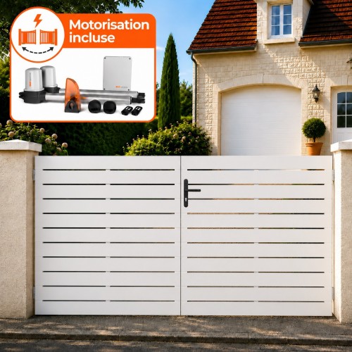 Portail battant électrique PVC blanc LYON