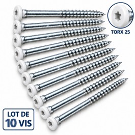 10 vis bois spéciale rénovation tête blanche 70mm