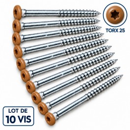 10 vis bois spéciale rénovation tête caramel 70mm