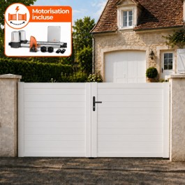 Portail battant électrique PVC blanc ARLES