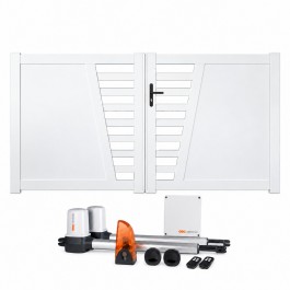 Portail battant électrique PVC blanc CAMBRAI