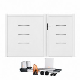 Portail battant électrique PVC blanc BRIANÇON - largeur 2500 mm