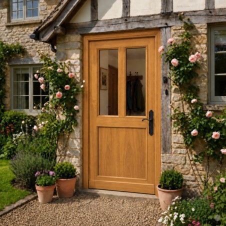Porte d'entrée vitrée sur-mesure en bois exotique JOSEPHINE