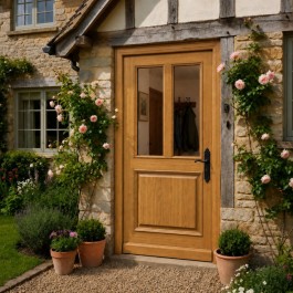 Porte d'entrée vitrée sur-mesure en bois exotique JOSEPHINE avec décor 2 soubassements