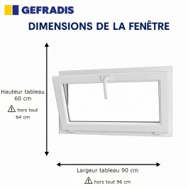 Fenêtre PVC abattant H 60 x L 90 cm avec poignée