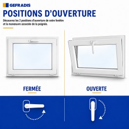 Fenêtre PVC abattant H 60 x L 100 cm avec poignée