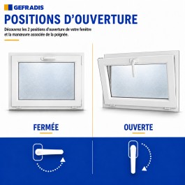 Fenêtre PVC abattant H 45 x L 40 cm verre brouillé avec poignée