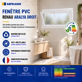 Fenêtre PVC abattant H 45 x L 40 cm verre brouillé avec poignée