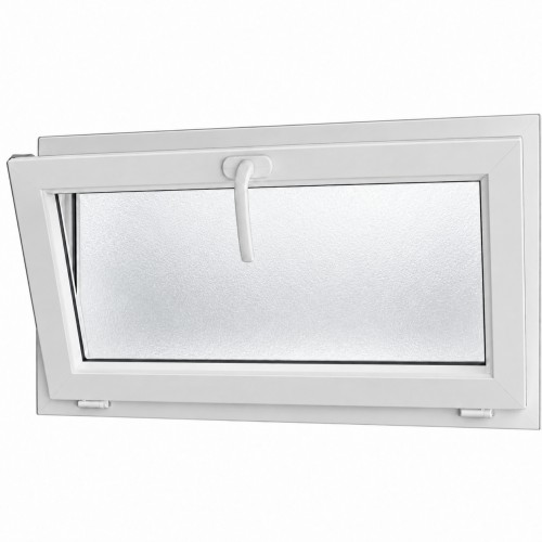 Fenêtre PVC abattant H 45 x L 40 cm verre brouillé avec poignée