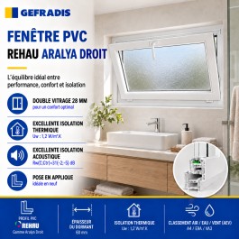 Fenêtre PVC abattant H 45 x L 90 cm verre brouillé avec poignée
