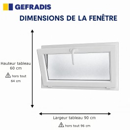 Fenêtre PVC abattant H 60 x L 90 cm verre brouillé avec poignée
