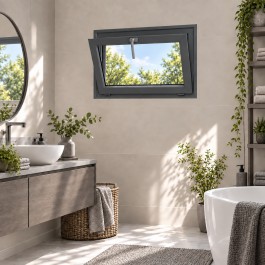 Fenêtre PVC abattant H 60 x L 120 cm anthracite avec poignée