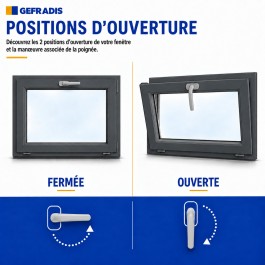 Fenêtre PVC abattant H 60 x L 120 cm anthracite avec poignée