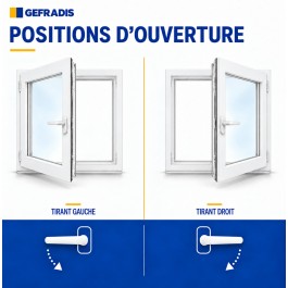 Fenêtre PVC 1 vantail H 105 x L 60 cm OF avec poignée
