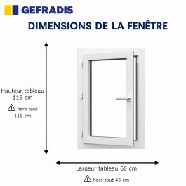 Fenêtre PVC 1 vantail H 115 x L 60 cm OF avec poignée