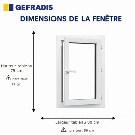 Fenêtre PVC 1 vantail H 75 x L 80 cm OF avec poignée