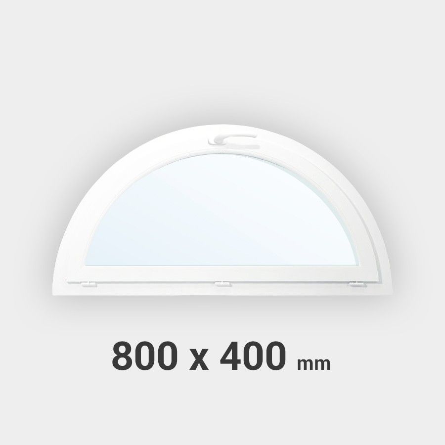 Fenêtre demi-lune à soufflet PVC 400x800 mm