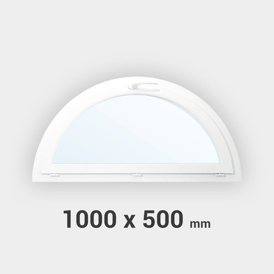 Fenêtre demi-lune à soufflet PVC tableau 500x1000 mm