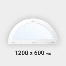 Fenêtre demi-lune à soufflet PVC tableau 600x1200 mm