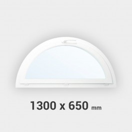 Fenêtre demi-lune à soufflet PVC tableau 1300x650 mm
