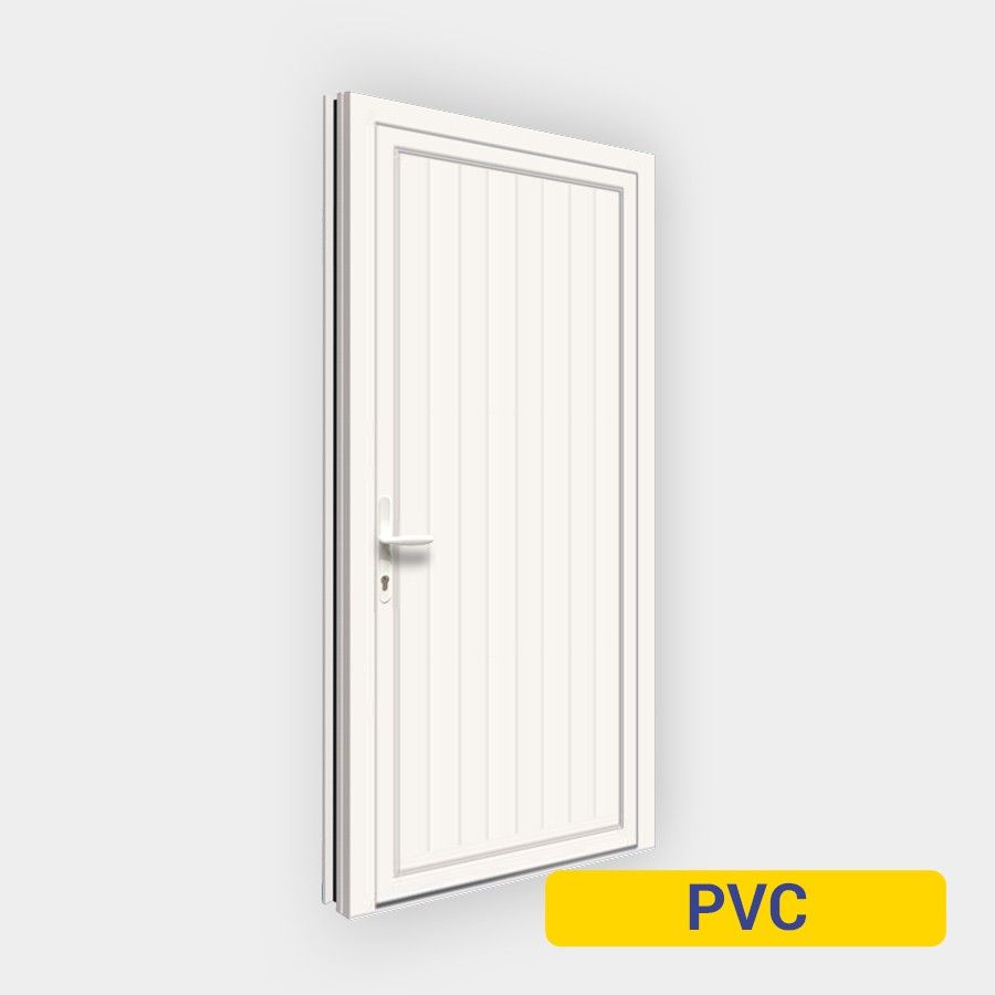 Porte de service pleine PVC blanc sur-mesure