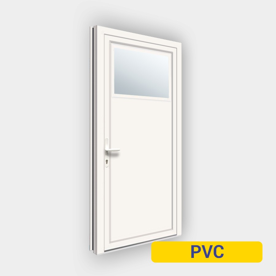 Porte de Service PVC Oculus Rectangulaire Vitrage Clair