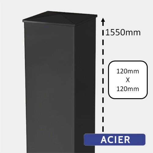 Image de Pilier Acier pour Portail - H1550 - 120x120 Image de Pilier Acier pour Portail - H1550 - 120x120