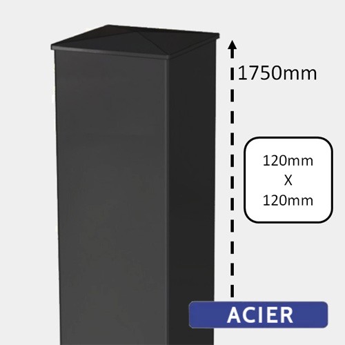 Image de Pilier Acier pour Portail - H1750 - 120x120 Image de Pilier Acier pour Portail - H1750 - 120x120