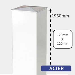 Image de Pilier Blanc Acier pour Portail - H1950 - 120x120