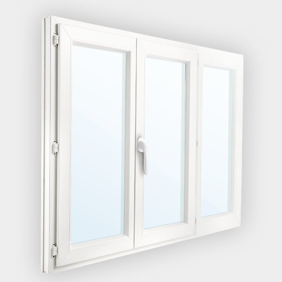 Fenêtre PVC 2 vantaux et 1 fixe latéral droit