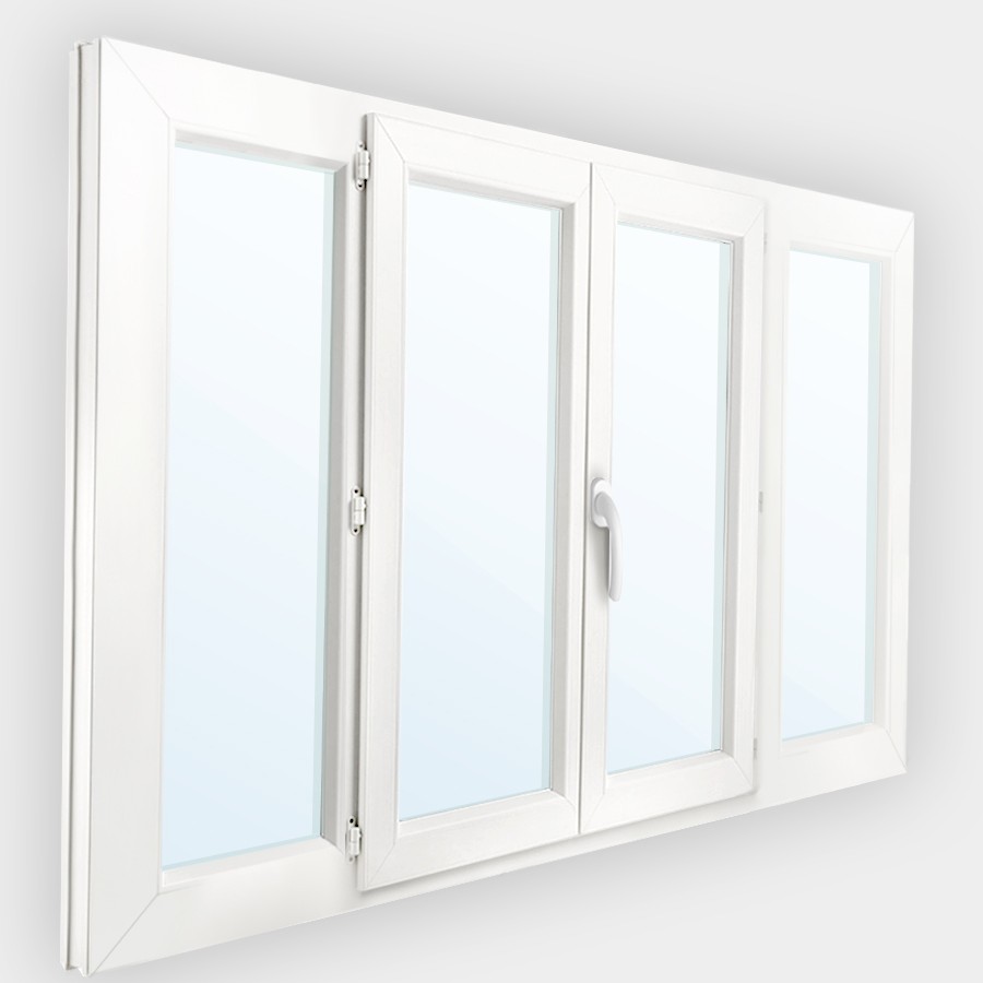 Fenêtre PVC 2 vantaux avec 2 fixes latéraux