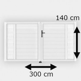 Portail battant PVC standard ARLES blanc RECTANGLE h140xl300