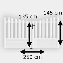 Portail battant PVC standard ALENÇON blanc INCURVE h145xl250