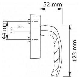 Poignée de Fenêtre PVC 1 vantail H 60 x L 40 cm OF avec poignée verre brouillé