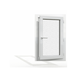 Fenêtre PVC 1 vantail H 60 x L 40 cm OF avec poignée verre brouillé tirant droit