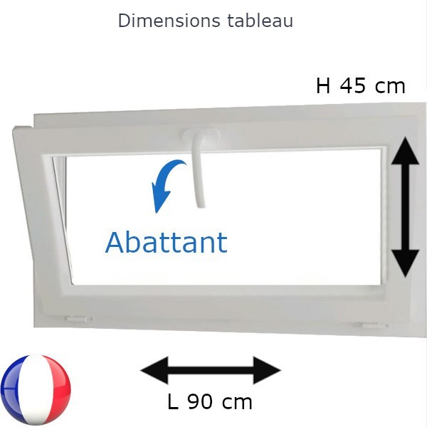 Fenêtre PVC abattant H 45 x L 90 cm avec poignée