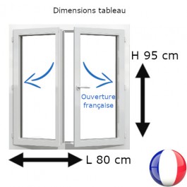 Fenêtre PVC 2 vantaux H 95 x L 80 cm OF avec poignée