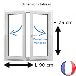 Fenêtre PVC 2 vantaux H 75 x L 90 cm OF avec poignée