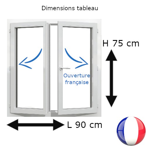 Fenêtre PVC 2 vantaux H 75 x L 90 cm OF avec poignée